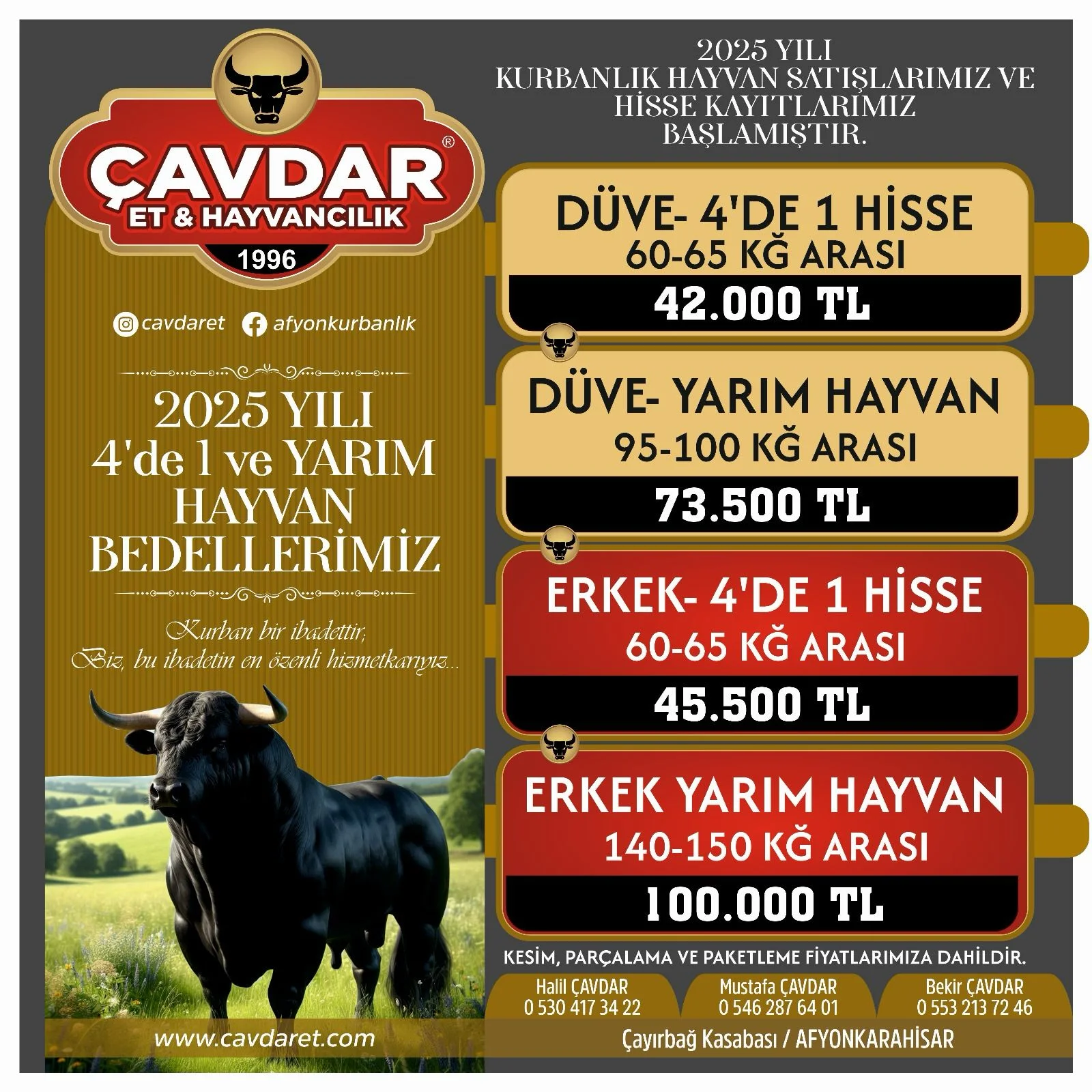 Afyon Kurbanlık | Akika Kurbanı | Şükür Kurbanı | Afyon Adaklık Kurban